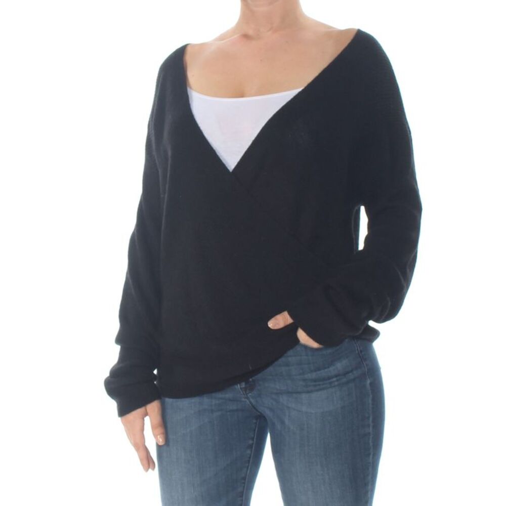 BAR III Womens Black Long Sleeve Off Shoulder Sweater XS